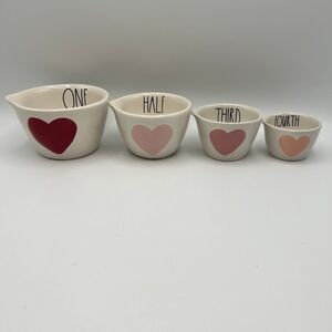 New Rae Dunn Puffy Heart Valentines Day Measuring Cup Set of 4